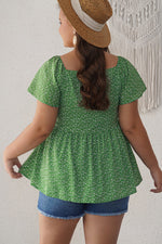 Load image into Gallery viewer, Ditsy Floral Flutter Sleeve Peplum Blouse
