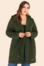 Load image into Gallery viewer, Plus Size Drawstring Waist Hooded Cardigan with Pockets

