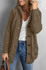 Load image into Gallery viewer, Button Front Hooded Cardigan with Pockets
