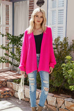 Load image into Gallery viewer, Rib-Knit Open Front Drop Shoulder Cardigan
