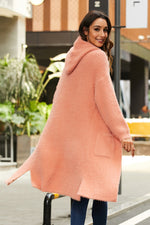 Load image into Gallery viewer, Open Front Long Sleeve Slit Hooded Cardigan
