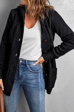 Load image into Gallery viewer, Button Front Hooded Cardigan with Pockets
