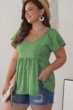 Load image into Gallery viewer, Ditsy Floral Flutter Sleeve Peplum Blouse
