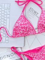 Load image into Gallery viewer, Leopard Print Halter Neck Tie Side Bikini Set
