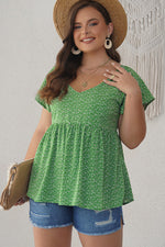 Load image into Gallery viewer, Ditsy Floral Flutter Sleeve Peplum Blouse
