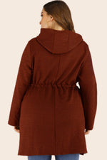 Load image into Gallery viewer, Plus Size Drawstring Waist Hooded Cardigan with Pockets
