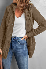 Load image into Gallery viewer, Button Front Hooded Cardigan with Pockets
