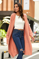 Load image into Gallery viewer, Open Front Long Sleeve Slit Hooded Cardigan
