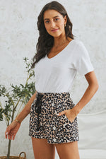 Load image into Gallery viewer, Full Size Leopard Drawstring Waist Shorts with Side Pockets
