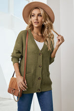 Load image into Gallery viewer, Drop Shoulder Button Down Pocketed Cardigan
